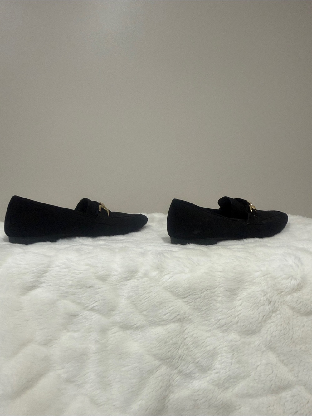 Christian Siriano Black Suede Loafers with Gold Accent - Picture 5 of 7